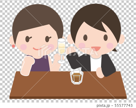 バーで会話する男女 55577743