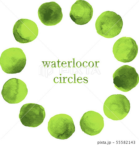 水彩 Watercolor イラスト 丸 Circle Moss 苔 黄緑 Yellowgreenのイラスト素材