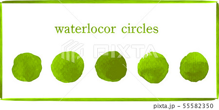 水彩 Watercolor イラスト 丸 Circle Moss 苔 黄緑 Yellowgreenのイラスト素材