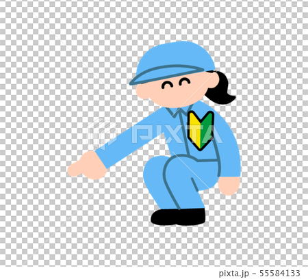 New worker woman pointing down (deformed color) New worker woman pointing down (deformed color) 55584133