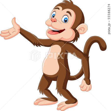 Cartoon happy monkey presenting  55588274