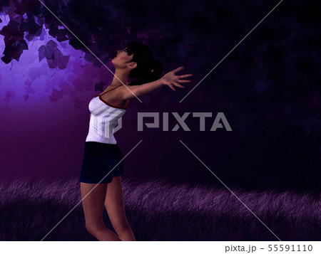 Girl in fantasy forest 55591110