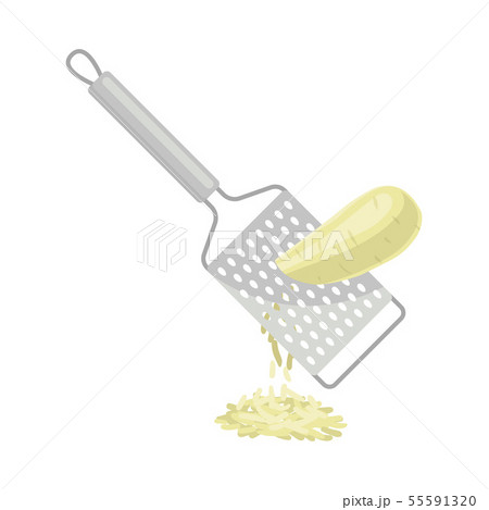 White root rubbed on a grater. Vector illustration on white background. White root rubbed on a grater. Vector illustration on white background. 55591320