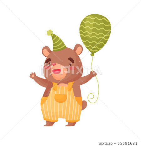 Cute little bear holding a balloon. Vector illustration on white background. Cute little bear holding a balloon. Vector illustration on white background. 55591631