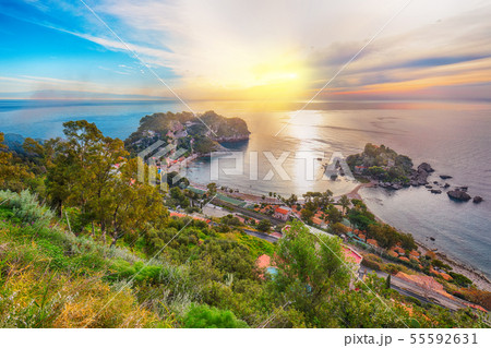 Panoramic aerial view of Isola Bella island and 55592631