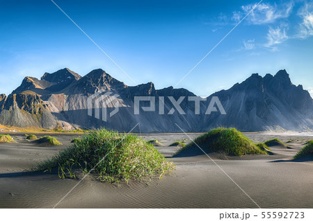 Fantastic sunny day and gorgeous black sand dunes 55592723