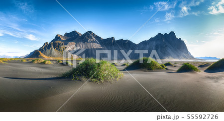 Fantastic sunny day and gorgeous black sand dunes 55592726