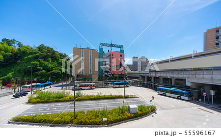 日本の川崎都市景観 溝の口駅 武蔵溝ノ口駅 前の溝の口バスターミナルなどを望むの写真素材