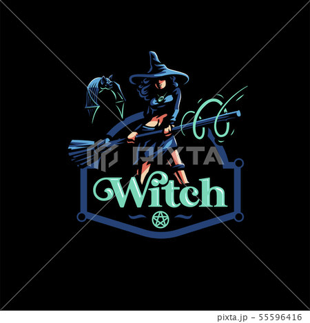 Woman witch with a magic broom Woman witch with a magic broom 55596416