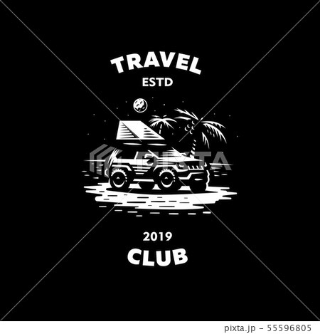 Off-road car stands on the night beach 55596805