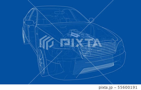 Concept car. Vector rendering of 3d 55600191