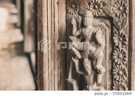 Archaeological, Close Up of carved art figures Archaeological, Close Up of carved art figures 55601068
