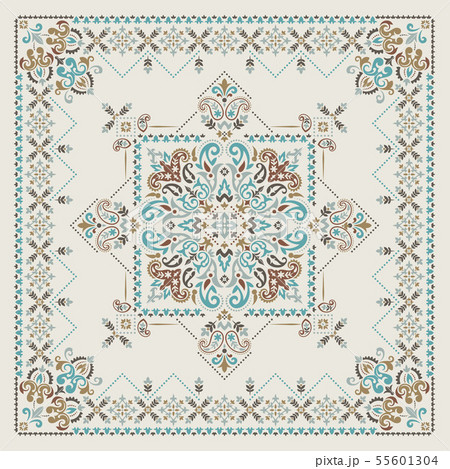 Vector ornament Bandana Print. Traditional ornamental ethnic pattern with paisley and flowers. Silk Vector ornament Bandana Print. Traditional ornamental ethnic pattern with paisley and flowers. Silk 55601304