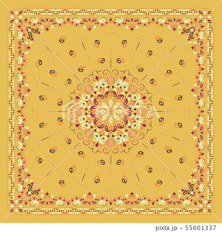 Vector ornament Bandana Print. Traditional ornamental ethnic pattern with paisley and flowers. Silk Vector ornament Bandana Print. Traditional ornamental ethnic pattern with paisley and flowers. Silk 55601337
