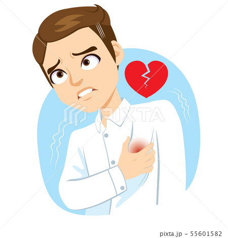 Man with hand on chest suffering heart stroke pain 55601582