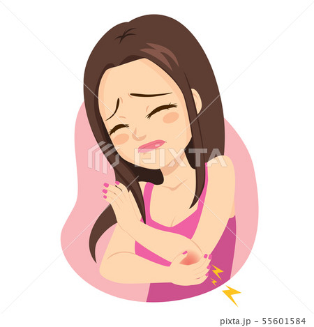 Woman holding elbow in pain suffering arthritis 55601584