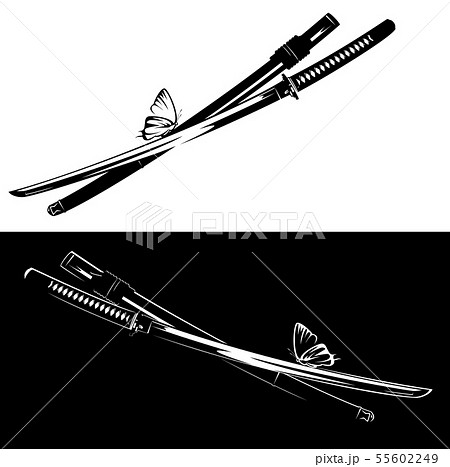 samurai katana sword and butterfly black vector samurai katana sword and butterfly black vector 55602249