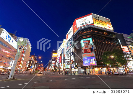 【北海道】すすきの交差点の夜景 【北海道】すすきの交差点の夜景 55603071
