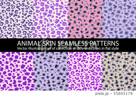 set Pink violet animal skin Seamless Pattern 55603179