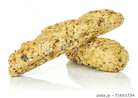 Fresh cereal baguette isolated on white Fresh cereal baguette isolated on white 55603794