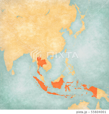 Indonesia And Thailand Map Map Of East Asia - Indonesia And Thailand - Stock Illustration [55604001] -  Pixta