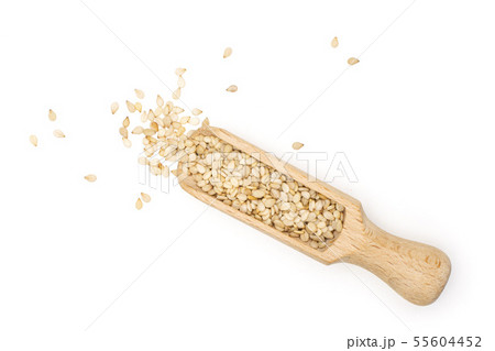 Unpeeled sesame seeds isolated on white Unpeeled sesame seeds isolated on white 55604452