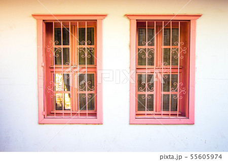 Antique windows in a pink hue 55605974