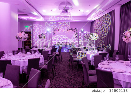 Wedding banquet in blue and white tones. Beautiful 55606158