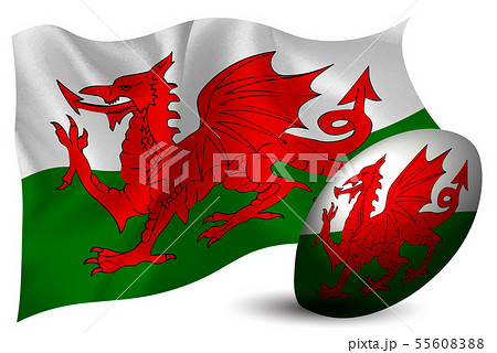 ウェールズ　ラグビー　ボール　 国旗　  55608388