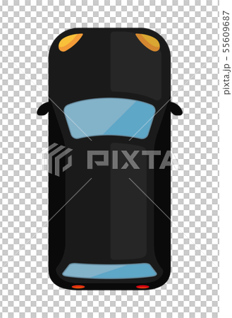自動車/ワゴンタイプ　(上から・俯瞰)　イラスト (黒) 55609687