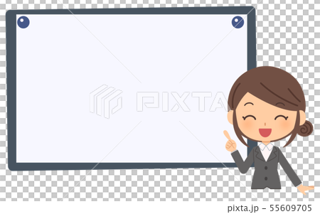 OL　ふきだし　指さし　笑顔 55609705