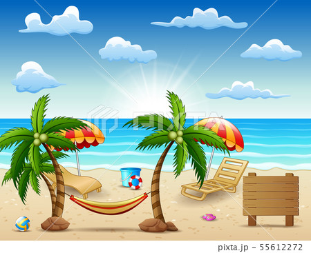 Sea in summer time with travel accessories around  Sea in summer time with travel accessories around  55612272