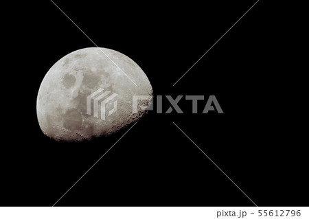 Half moon view from space in night sky. Half moon view from space in night sky. 55612796