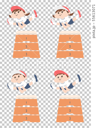 Boy and girl jumping over a jump box 55613071