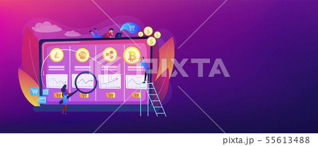 Cryptocurrency trading desk concept banner header Cryptocurrency trading desk concept banner header 55613488