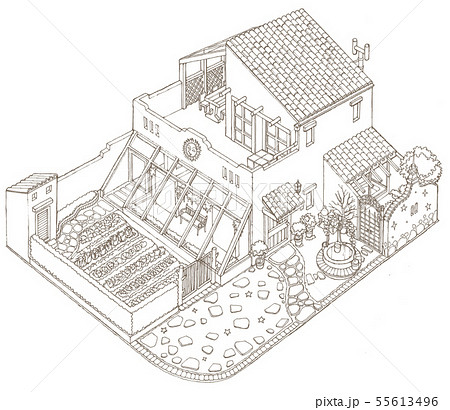 スペイン風の家のイラスト素材