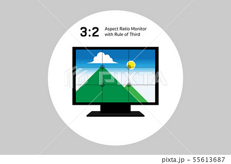 Rule of thirds with 3 by 2 aspect ratio monitorのイラスト素材 [55613687] - PIXTA