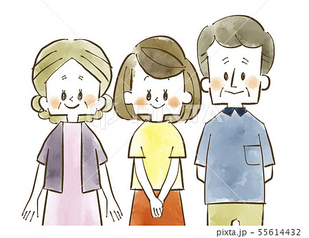 三人家族-笑顔-水彩 三人家族-笑顔-水彩 55614432