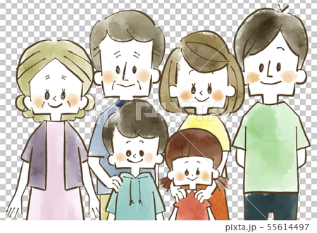 Three generations family-smile-watercolor Three generations family-smile-watercolor 55614497