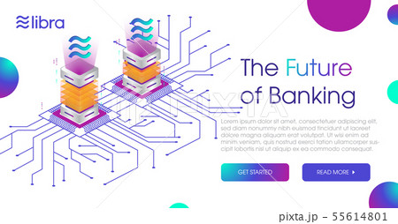 Libra cryptocurrency web template design  55614801