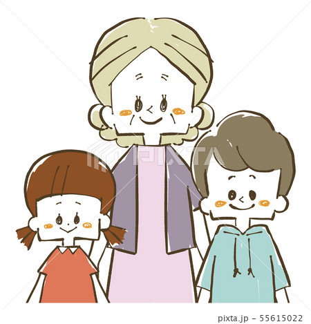 祖母と孫-笑顔 55615022