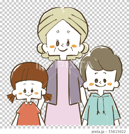 祖母と孫-笑顔 55615022