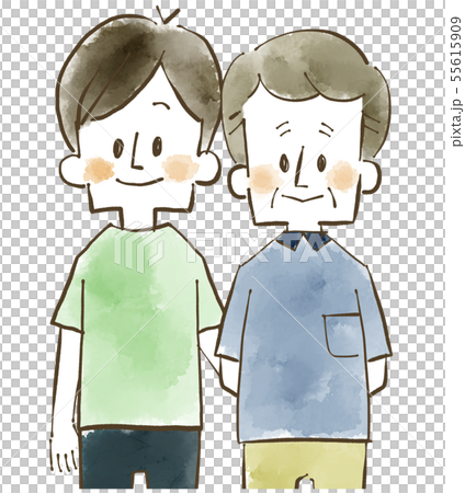 家長和孩子 - 父親和兒子 - 水彩畫 家長和孩子 - 父親和兒子 - 水彩畫 55615909