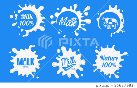Natural Milk Logo Templates Set, Organic Dairy Product Labels Vector Illustration 55627993