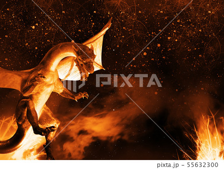 Flaming 3d dragon Flaming 3d dragon 55632300