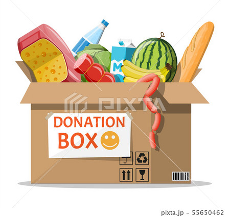Cardboard box full of food. Cardboard box full of food. 55650462
