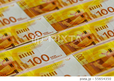 Israeli shekels background. 100 shekels pattern. Israeli shekels background. 100 shekels pattern. 55654350