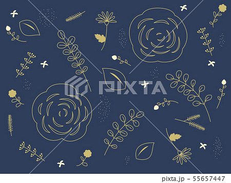 背景 花柄 金色 55657447