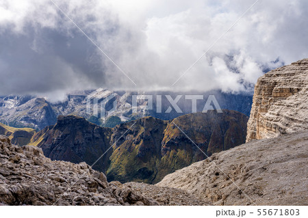 The Sass Pordoi is a relief of the Dolomites, in 55671803