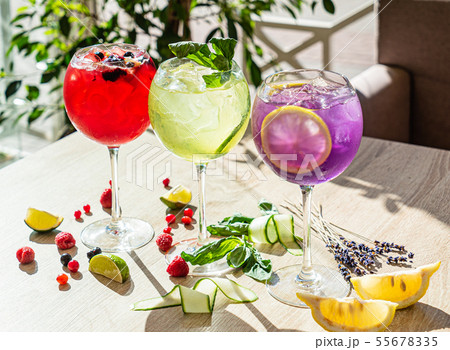 summer cocktails on the table 55678335